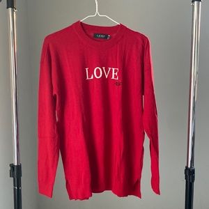 Lauren Ralph Lauren Red Love Sweater, Medium
